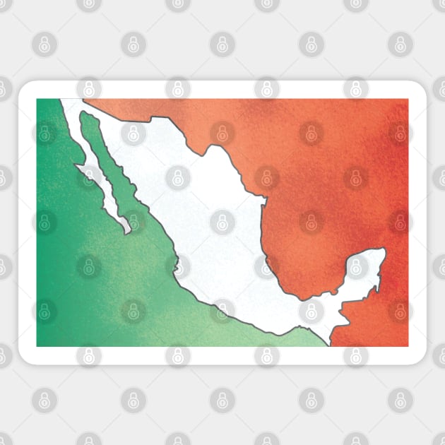 Mexico map in mexican flag colors distressed style Magnet by Finji